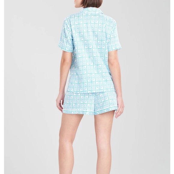 Natori Blue Infinity Cotton Sateen Pajama Set Intimates Sleepwear - Picture 5 of 5